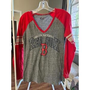 Boston Red Sox Long Sleeve V-Neck Shirt Large